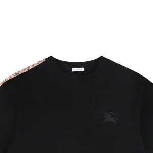 Burberry Check Panel Equestrian Knight Embroidered T-Shirt Black