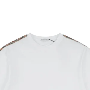 Burberry Check Panel Equestrian Knight Embroidered T-Shirt White