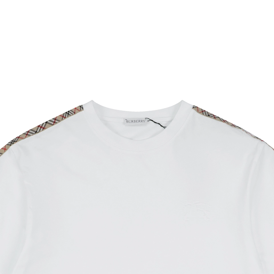 Burberry Check Panel Equestrian Knight Embroidered T-Shirt White
