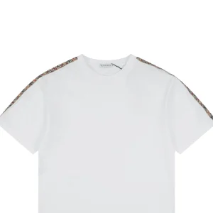 Burberry Check Panel Equestrian Knight Embroidered T-Shirt White