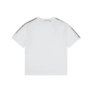 Burberry Check Panel Equestrian Knight Embroidered T-Shirt White Front view