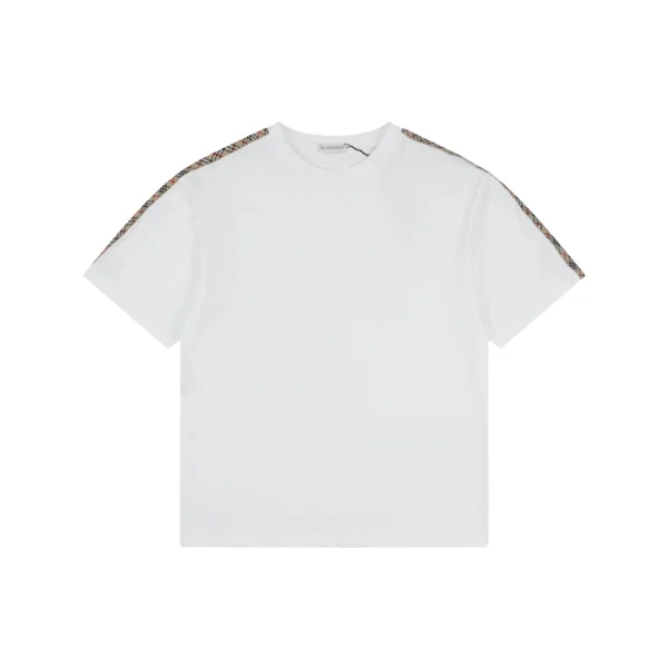 Burberry Check Panel Equestrian Knight Embroidered T-Shirt White Front view