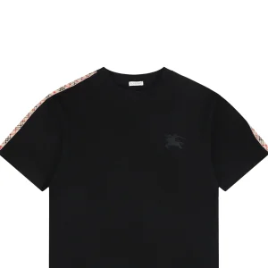 Burberry Check Panel Equestrian Knight Embroidered T-Shirt Black