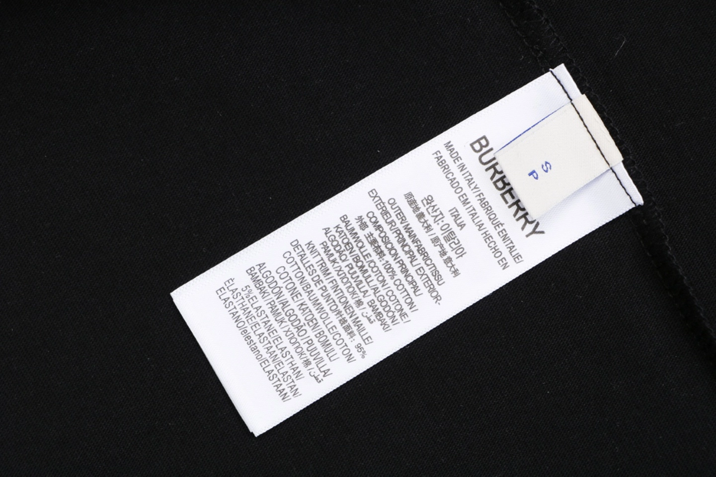 Burberry Check Panel Equestrian Knight Embroidered T-Shirt Black Wash label