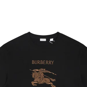 Burberry Equestrian Knight Embroidered Cotton T-Shirt Black