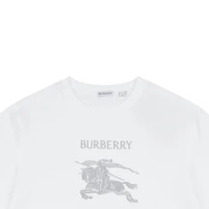 Burberry Equestrian Knight Embroidered Cotton T-Shirt White