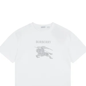 Burberry Equestrian Knight Embroidered Cotton T-Shirt White