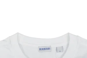 Burberry Equestrian Knight Embroidered Cotton T-Shirt White Collar