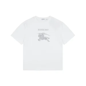 Burberry Equestrian Knight Embroidered Cotton T-Shirt White Front view