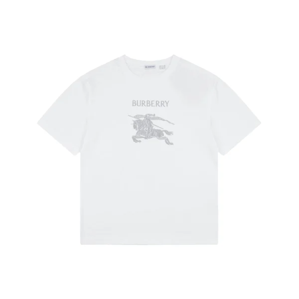 Burberry Equestrian Knight Embroidered Cotton T-Shirt White Front view