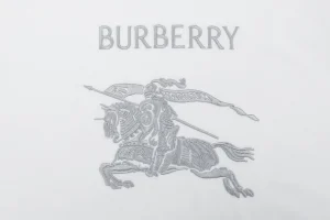 Burberry Equestrian Knight Embroidered Cotton T-Shirt White Front Print