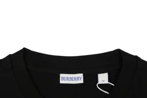 Burberry Equestrian Knight Embroidered Cotton T-Shirt Black Collar