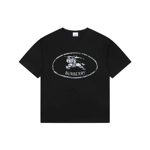 Burberry Equestrian Knight Logo T-Shirt Black Front view