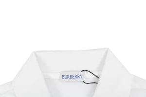 Burberry Knight Logo Embroidered Cotton Polo T-Shirt White Collar