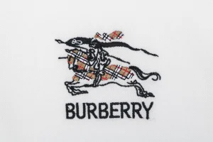 Burberry Knight Logo Embroidered Cotton Polo T-Shirt White Brand
