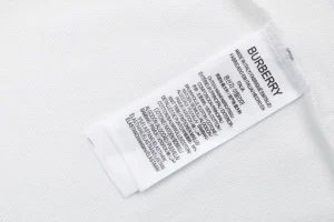 Burberry Knight Logo Embroidered Cotton Polo T-Shirt White Wash label