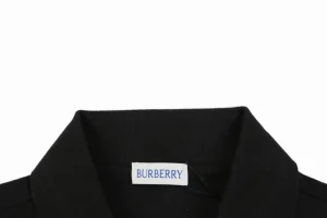 Burberry Knight Logo Embroidered Cotton Polo T-Shirt Black Collar