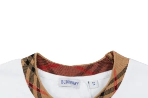 Burberry Vintage Check Collar Cotton T-Shirt White Collar