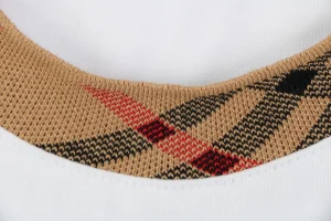 Burberry Vintage Check Collar Cotton T-Shirt White