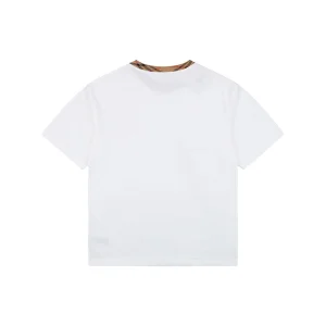Burberry Vintage Check Collar Cotton T-Shirt White Back view
