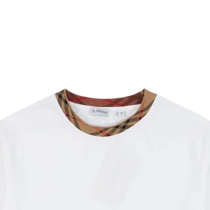 Burberry Vintage Check Collar Cotton T-Shirt White