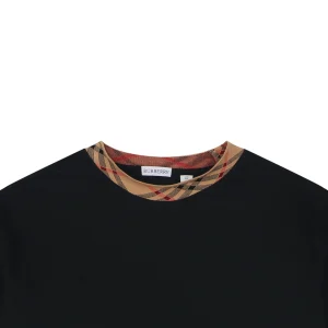 Burberry Vintage Check Collar Cotton T-Shirt Black