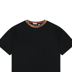 Burberry Vintage Check Collar Cotton T-Shirt Black