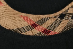 Burberry Vintage Check Collar Cotton T-Shirt Black