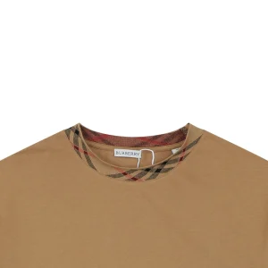 Burberry Vintage Check Collar Cotton T-Shirt Brown