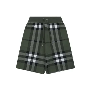 Burberry Vintage Check Jacquard Shorts Green Front view