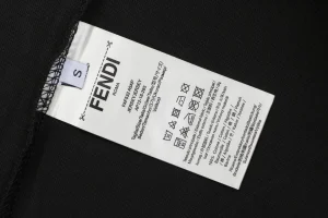 Fendi Multicolor FF Embroidery Cotton T-Shirt Black Wash label