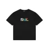 FD Multicolor FF Embroidery Cotton T-Shirt (Black/White)