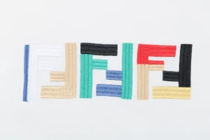 Fendi Multicolor FF Embroidery Cotton T-Shirt White Front Print