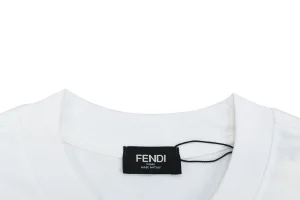 Fendi Multicolor FF Embroidery Cotton T-Shirt White Collar
