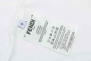 Fendi Multicolor FF Embroidery Cotton T-Shirt White Wash label
