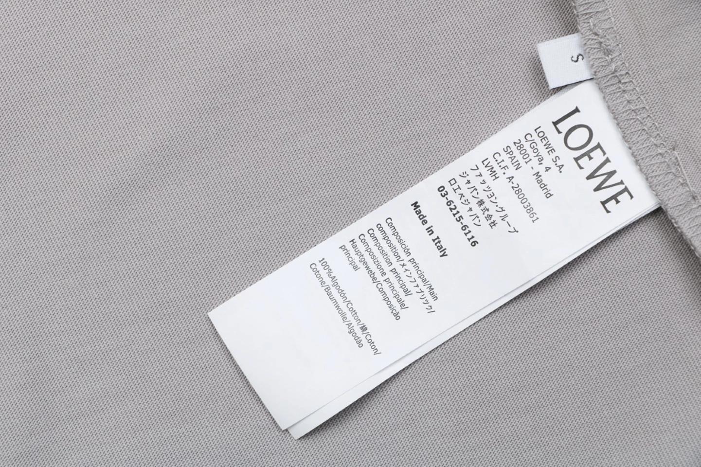 Loewe Anagram Embroidered T-Shirt Grey Wash label