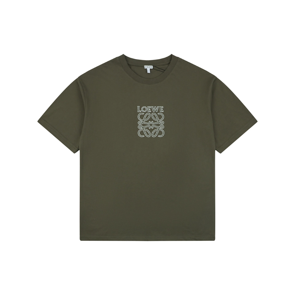 Loewe Anagram Embroidered T-Shirt Green Front view