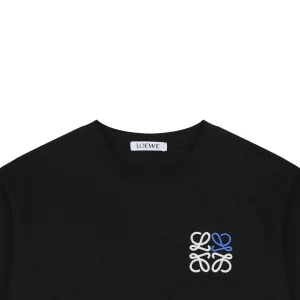 Loewe Contrast Anagram Embroidery Cotton T-Shirt Black