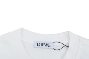 Loewe Contrast Anagram Embroidery Cotton T-Shirt White Collar