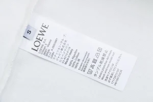 Loewe Contrast Anagram Embroidery Cotton T-Shirt White Wash label
