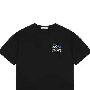 Loewe Contrast Anagram Embroidery Cotton T-Shirt Black
