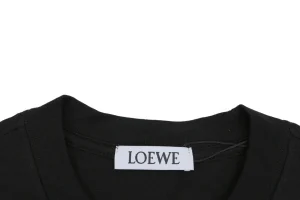 Loewe Contrast Anagram Embroidery Cotton T-Shirt Black Collar