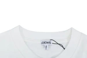 Loewe Embossed Anagram Cotton T-Shirt White Collar