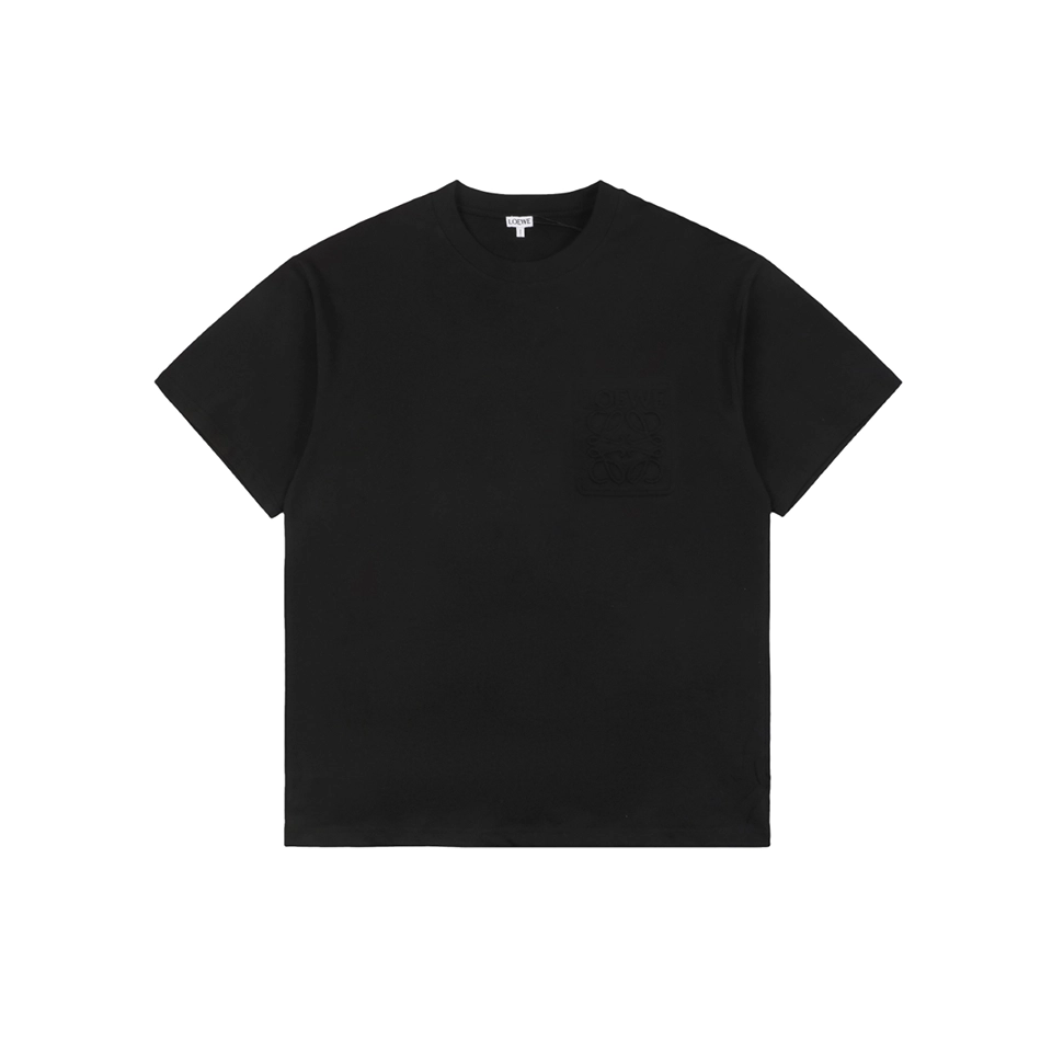 Loewe Embossed Anagram Cotton T-Shirt Black Front view
