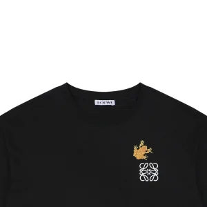 Loewe Frog Embroidered Anagram Cotton T-Shirt Black