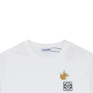Loewe Frog Embroidered Anagram Cotton T-Shirt White