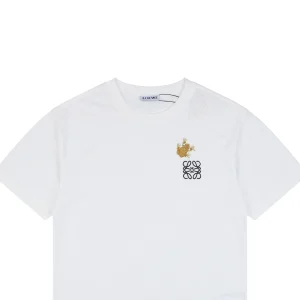 Loewe Frog Embroidered Anagram Cotton T-Shirt White