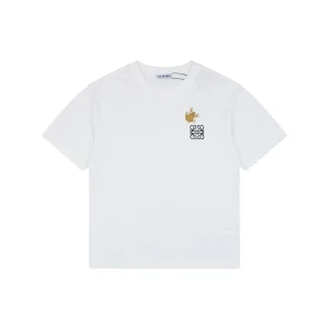 Loewe Frog Embroidered Anagram Cotton T-Shirt White Front view