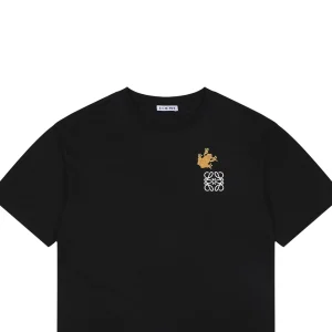 Loewe Frog Embroidered Anagram Cotton T-Shirt Black