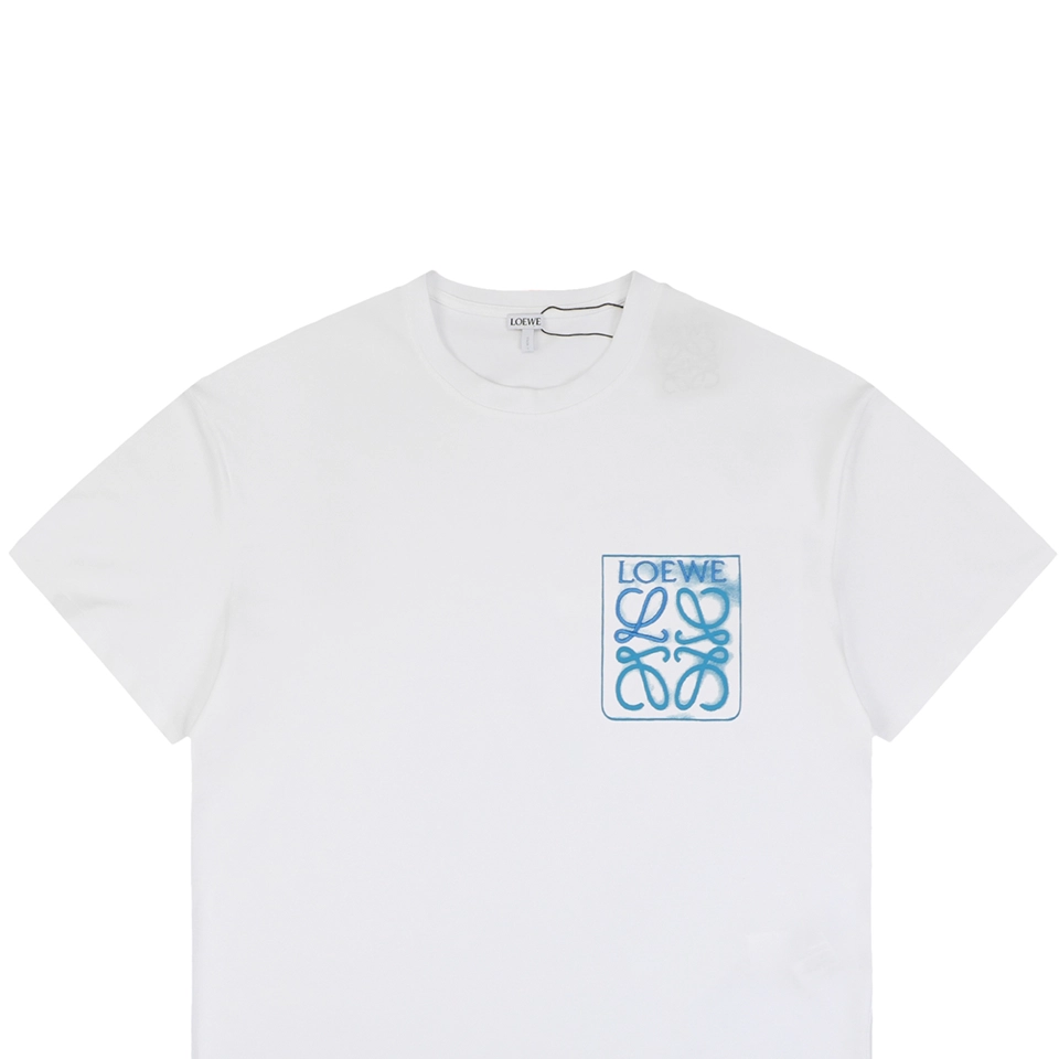 Loewe Gradient Anagram Faux Pocket Embroidered T-Shirt White